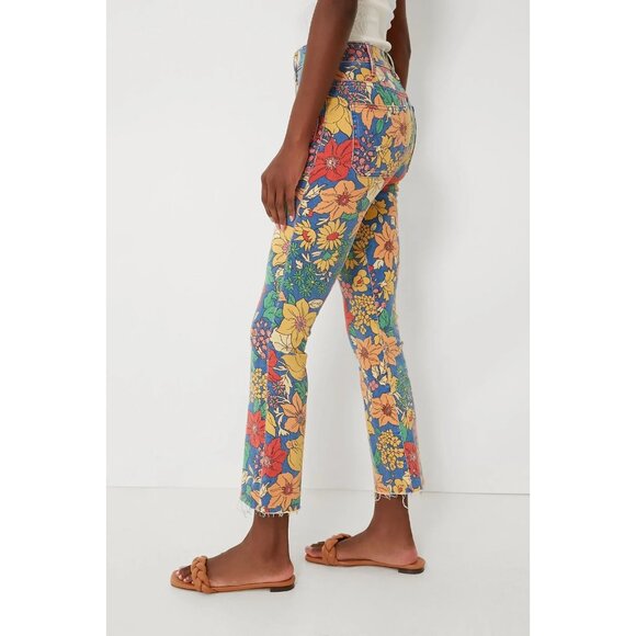 NWT Mother Hustler Patch Pocket Ankle Fray in Fresh Blooms Floral Crop Jeans 29 - Picture 12 of 16